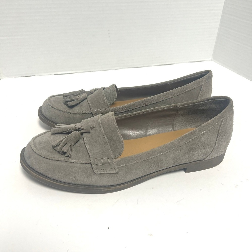 Crown Vintage‎ Moira Suede Tassel Loafer Flats Gray Women's 8.5M Capsule Office